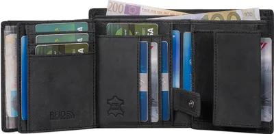 Produktbild von Benthill Herren Geldbörse aus Echt-Leder - Geldbeutel mit RFID-Schutz - Großes Portemonnaie für Herren - Vintage Leder