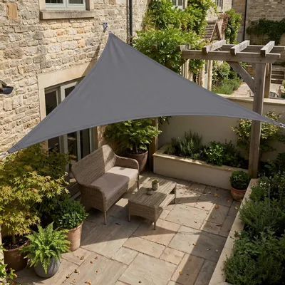 Produktbild von Sonnensegel Balkon 160g/m² Polyester UV Schutz Sonnenschutz Terrasse Garten Dreieckig, Anthrazit 3 x 3 x 3 m