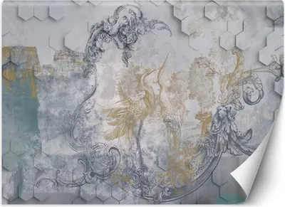 Immagine prodotto di Murale piccolo affresco con uccelli grigi carta da parati per pareti 150x105 cm colore Grigio tema Sfondi e texture