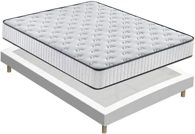 Image de TEENO Matelas Mousse 160x200 cm, Réversible 22 cm, Sommier Tapissier 26 Lattes, Haute Résilience, Ultra Respirant, Soutien