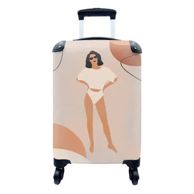 Produktbild von MuchoWow® Koffer Handgepäck Trolley Rollkoffer Kleine Reisekoffer mit 4 Rollen - Sommer - Frau - Pastell - Cabin Size < 55x40x23 cm & 55x40x20 cm - Fotokoffer - Kabinenkoffer - Boardgepäck - Reise-Box - Reisekoffer - Reisegepäck - Koffer mit Bild - Trolley für Kinder
