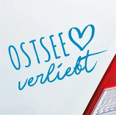 Produktbild von Auto Aufkleber Ostsee verliebt Herz See Osten East Liebe Car 19x10 cm Hellblau Sticker Heckscheibenaufkleber