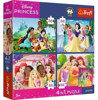Imagen del producto de Rompecabezas 4 en 1 de Disney Princess + póster TREFL