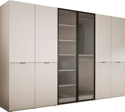 Produktbild von Kleiderschrank, Sandbeige / klares Glas, 3 x 100 x 200 x 51 cm