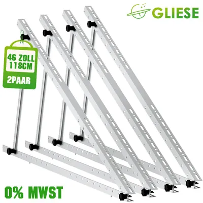 Image de 4 pièces 118cm PV Montage en hauteur Support solaire photovoltaïque Centrale électrique pour balcon pour 2 panneaux solaires