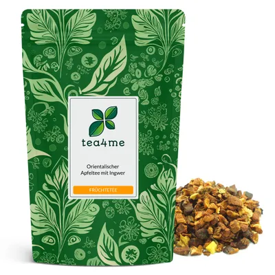 Produktbild von tea4me Orientalischer Apfeltee mit Ingwer Früchtetee mit Ingwer-Orange-Geschmack