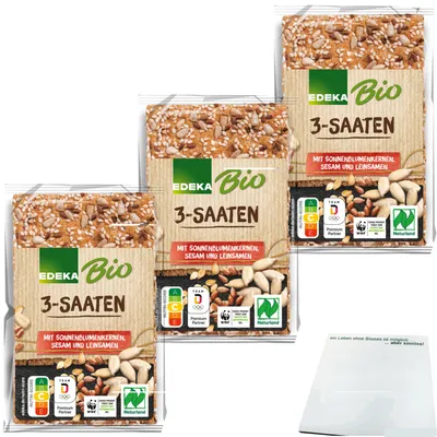 Produktbild von Edeka 3 Saaten Knäckebrot 3er Pack (3x200g Packung) + usy Block