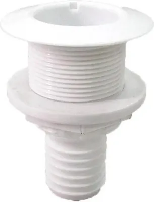 Produktbild von Borddurchlass / Decksdurchlass mit Rückschlagventil für 1 1/4" Schlauch,  Ø 32 mm, L 98 mm, weiß
