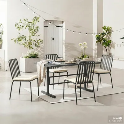 Produktbild von home24 Gartenessgruppe - 5-teilig - Stahl - Anthrazit
