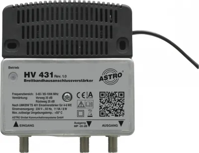 Produktbild von Astro HV 431, 85 - 1006 MHz, 36 dB, 75 Ohm, Aluminium, -15 - 55 °C, Deutschland