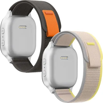Image de 2 bracelets pour Apple Watch 1/2/3/4/5/6/7/8/9/SE 38/40/41 mm, gris crème, nylon