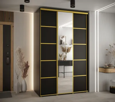 Produktbild von Kleiderschrank YVONA 5 – 150/60 cm, schwarz/gold