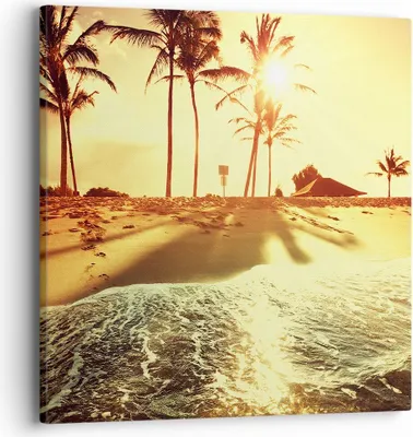 Produktbild von Bild auf Leinwand - Leinwandbild - Strand Meer Palme - 40x40cm - Wand Bild - Wanddeko - Wandbilder - Leinwanddruck - Bilder - Kunstdruck - Wanddekoration - Leinwand bilder - Wandkunst - AC40x40-3609