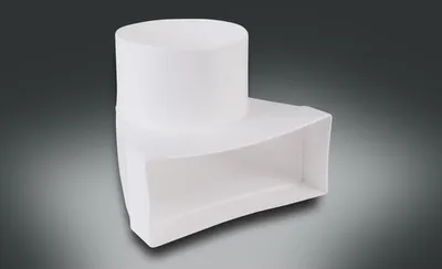 Produktbild von Rotheigner Flachkanal Umlenkstück mit Stutzen weiß 220 mm x 90 mm
