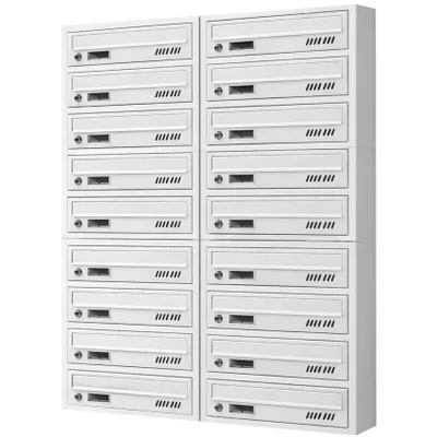 Produktbild von 18-fach Briefkastenanlage Grau Ral 7035, 25 cm Tiefe, 18er Wandmontage Postkasten