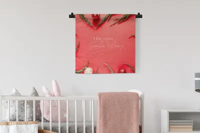 Produktbild von MuchoWow® Wandteppich Wandbehang Weihnachten - Rot - Zitat 60x60 cm Tapisserie Dekoration Wandtuch - Dekorationen - Wand Decke