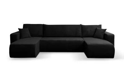 Produktbild von VENASI Wohnlandschaft mit Schlaffunktion Luna U, Schwarz Cordstoff