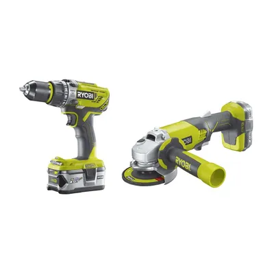 Image de RYOBI Kit perceuse à percussion / pilote 18V - Meuleuse d'angle 18V OnePlus - 1 batterie 18V 2.0 Ah - 1 batterie 18V 4.0 Ah - 1 R