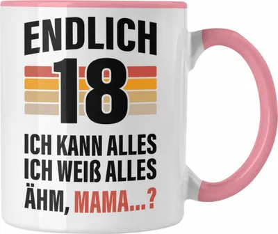 Produktbild von Trendation - 18. Geburtstag Junge Mädchen Tasse 18 Jahre alt Sohn Tochter Geschenkidee (Rosa)