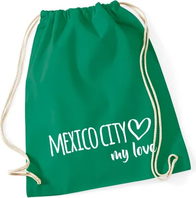 Produktbild von Huuraa Turnbeutel Mexico City my love 12 Liter Kelly Green Baumwolle Rucksack Geschenkidee