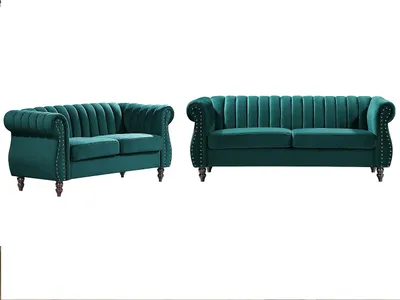 Produktbild von Chesterfield-Sofagarnitur - 3-Sitzer & 2-Sitzer - Samt - Smaragdgrün - TRUMBO