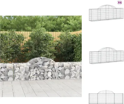 Produktbild von vidaXL Gabionen mit Hochbogen 6 Stk. 200x30x60/80 cm Verzinktes Eisen -  Blumentöpfe & Pflanzgefäße