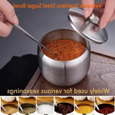 Edelstahl Zuckerdose mit Löffel und Deckel