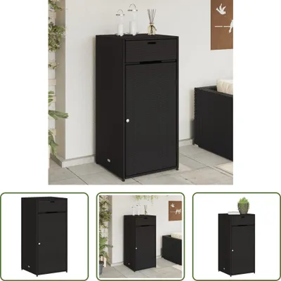 Image de The Living Store Armoire de jardin noir 55x55x111 cm Poly rotin
