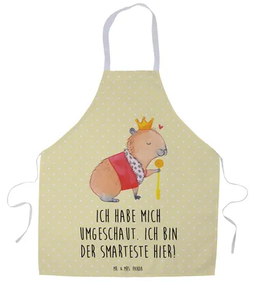 Produktbild von Mr. & Mrs. Panda Kellner-Schürze Capybara König - Gelb Pastell - Geschenk, Grillschürze, Grill Schürze, Küchenzubehör, Vorbinder, Kochschürze, Lustige Sprüche