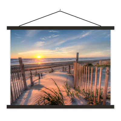 Produktbild von MuchoWow® Textilposter Strand - Meer - Düne - Sonnenuntergang - Landschaft 40x30 cm mit schwarzem Rahmen - Dekorationen