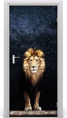 Produktbild von Tulup Türaufkleber 95x205 cm Dekorative Aufkleber Selbstklebend Wasserdichte Tapete Abnehmbar Schlafzimmer Wohnzimmer Wohnkultur - Lion unter Sternen