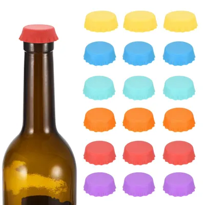 24 Silikon-Flaschenverschlüsse, Kronkorken, 6 Farben, wiederverwendbar