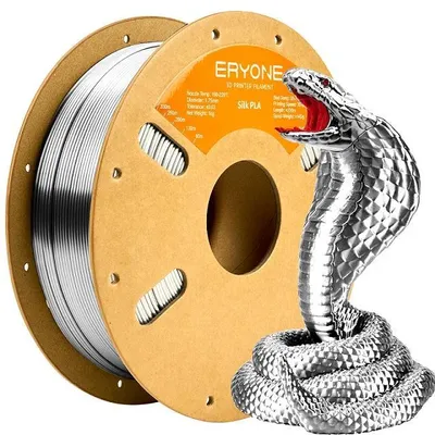 Obrázok produktu pre Silk PLA vlákno pre 3D tlač, priemer 1,75 mm - FDM vlákno - Povrch s hodvínnym leskom - Tolerancia ±0,03 mm - Vhodné pre FDM 3D tlačiarne - 8 kg - Farba: strieborná