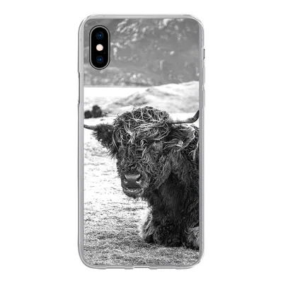 Produktbild von MuchoWow® Handyhülle Schutzhülle Hülle für iPhone Xs Schottischer Highlander - Berg - Tiere Silikon Softcase Handy Hülle - Handytasche
