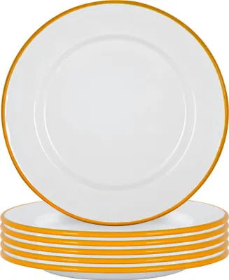 Produktbild von Argon Ta Weißes Emaille-Dinner Plates - Stahl Outdoor-Camping-Geschirr Geschirr - 25,5 cm - Gelb - Packung mit 6