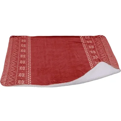Productafbeelding van Rode, zachte deken met kerstmotieven, 150 cm x 130 cm