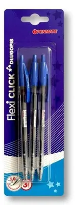 Zdjęcie produktu dla Długopis Flexi Clic niebieski 3szt PENMATE