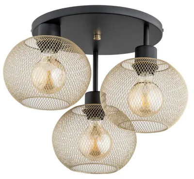 Immagine prodotto di Lampada da soffitto KERSO nero-oro 3xE27x15W in metallo, dimensioni: 31x43x43 cm, IP20, Alfa