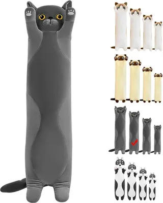 Immagine prodotto di Gatto coccoloso 90cm Giocattolo morbido grigio Regalo Bambini Compleanno Natale San Valentino Decorazione Soggiorno Camera da Letto