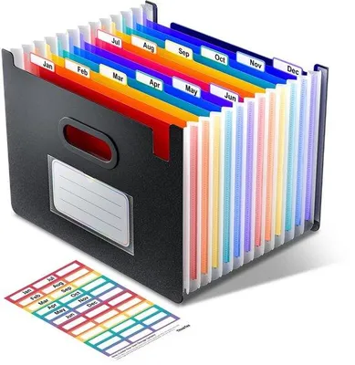 Image de Porte-documents A4 à 12 compartiments, à rabat, portable, pour le bureau ou la maison