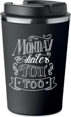 Obrázok produktu pre Prémiový termo hrnček s potlačou MONDAY HATES YOU TOO 350ml 0,35l KT_005