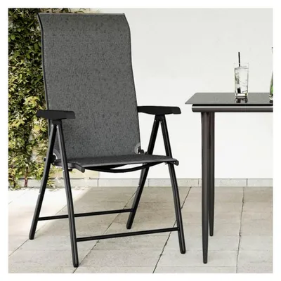 Produktbild von Klappbare Gartenstühle aus Polyrattan für den Außenbereich, Grau, 8 Stück