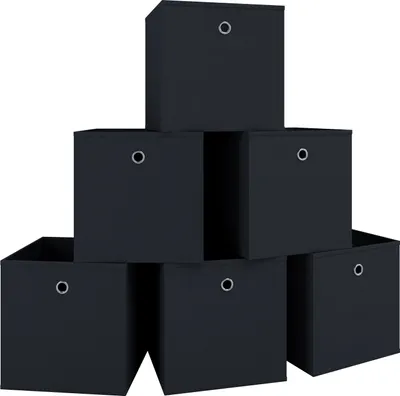 Produktbild von VCM 6er Set Faltbox | Klappbox Stoff Kiste | Faltschachtel | Maße ca. H. 28 x B. 27 x T. 27 cm | Regalbox - Boxas