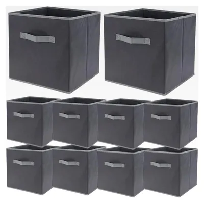 Produktbild von 10er Set Faltboxen ca. 30x30x30 cm Grau mit Griff