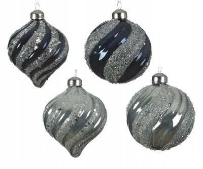 Imagen del producto de Adorno navideño para el árbol, mezcla de colores plateados, 8 cm