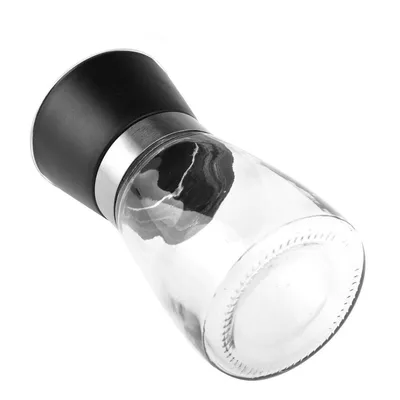 Produktbild von 1 Stück Nachfüllbare Salz-/Pfeffermühle/Streuer/Spender – Multifunktionale Pfeffermühle – Gewürzmühle – Salz- und Pfefferstreuer – Elegante, hochwertige Gewürzmühle, Glas, Schwarz