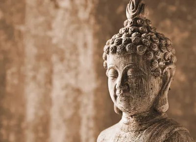 Produktbild von Wellness Tapete in Beige Braun | Vlies Fototapete mit Buddha ideal für Badezimmer und Schlafzimmer | Zen Fototapete für