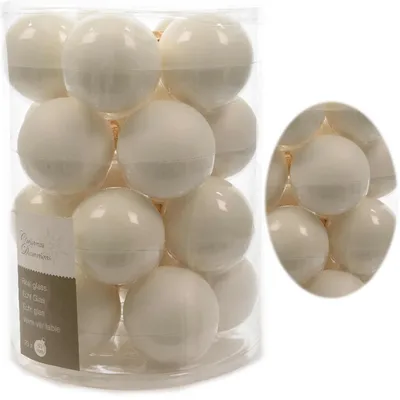 Produktbild von 18-20 Design Glas Weihnachtskugeln 6cm Woll-Weiß Christbaum Dekokugel