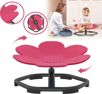 Obrázek produktu pro LARS360 Senzorická otočná židle Ergonomická dětská židle, květinová židle pro trénink rovnováhy, pro děti od 3 do 9 let, nosnost do 80 kg - Magenta