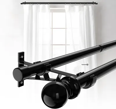 Produktbild von Doppelvorhangstange, 78-114 cm, schwarz, Metall, 2,5 cm, für Schlafzimmer